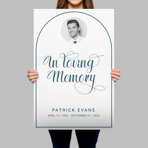 Personalized In Loving Memory Funeral Sign With Photo (Paper) - color: Sign 3