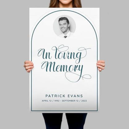 Personalized In Loving Memory Funeral Sign With Photo (Paper) - color: Sign 3
