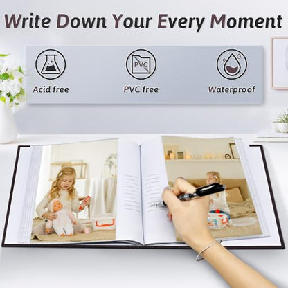 Popotop Photo Album 4x6 100 Photos with Writing Space, Leather Cover Album with Display Picture Window, Photo Book for Wedding Family Baby Gift - color: Coffee, size: 100 Pockets