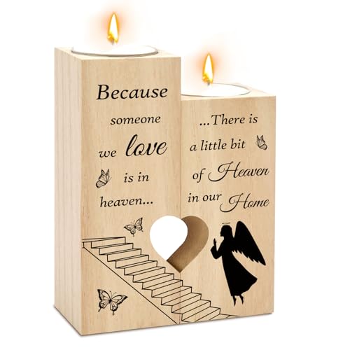 Memorial Candle Sympathy Gifts for Loss of Loved One Mother Father Celebration of Life Decorations Condolences Bereavement Funeral Comfort Gifts for Grieving Friends Women Heart Shaped Candle Holders