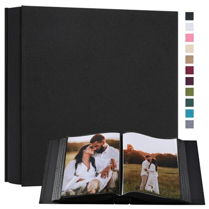 potricher Small 8x10 Photo Album, 160 Pockets, Linen Cover, Black - color: Black