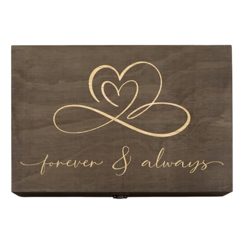 Forever & Always Engraved Wooden Keepsake Box, Romantic Memory Gift Box with Inside Engraving, Pine Wood Rectangle Storage Box for Anniversary, Wedding & Couple Gifts , X-Large ,14.15 x 9.5 x 4.5" - size: X-Large, style: Forever & Always