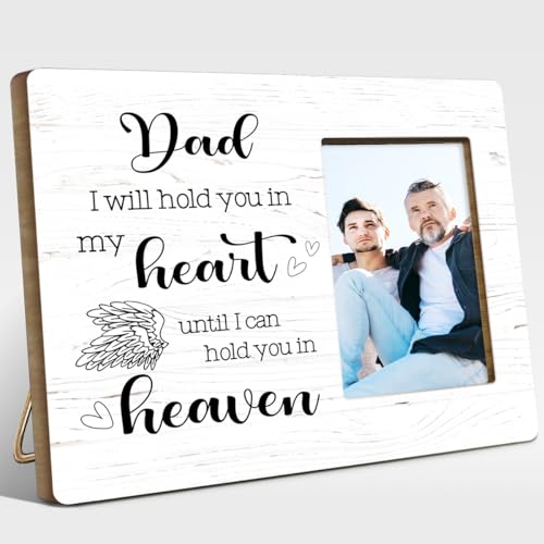 I will Hold You in My Heart Dad Wood Picture Frame,Memory Gifts for Loss of Dad,Sympathy Gift,Memorial Gifts for Loss of Dad - style: Dad-4