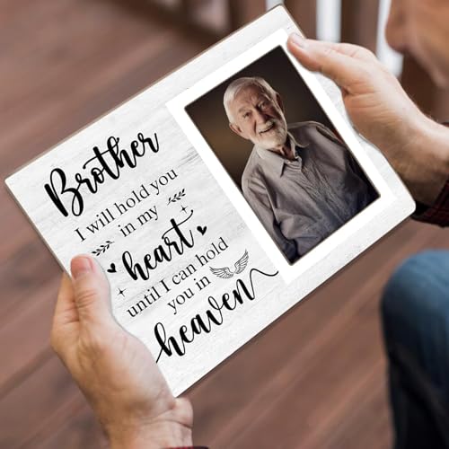 Memorial Photo Frame, Sympathy Gifts for Loss of Brother, in My Heart, in Loving Memory Wooden Picture Frame, Bereavement Remembrance Funeral Passed AWay Condolence Gifts(White-Brother, 4 x 6 Photo) - color: White-Brother