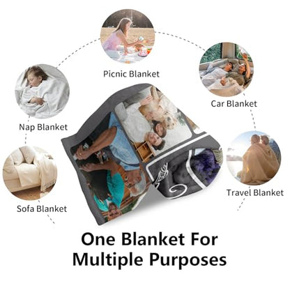 Ships Next Day, Custom Blanket with Photos Text - HD-Printing in USA, Personalized Picture Blanket Customized Flannel Blankets Christmas Birthday Gifts for Mom Dad Couple Kids Girlfriend Boyfriend - color: 10 Photos, size: 30'' x 40''