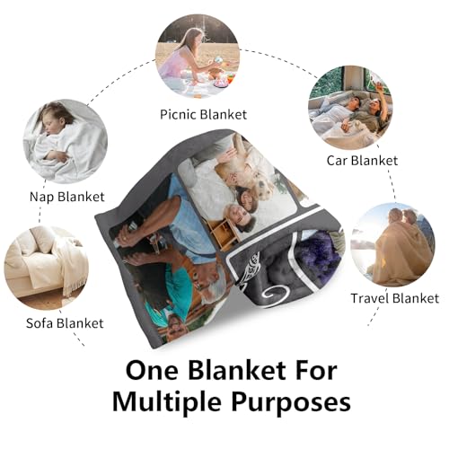 Ships Next Day, Custom Blanket with Photos Text - HD-Printing in USA, Personalized Picture Blanket Customized Flannel Blankets Christmas Birthday Gifts for Mom Dad Couple Kids Girlfriend Boyfriend - color: 10 Photos, size: 50'' x 60''