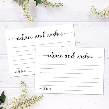 Advice and Wishes Cards Box, 50 Pcs Birthday Wedding Baby Shower Advice Cards, Well Wishes Box for Birthday Party Graduation Bridal Shower Retirement Party, Anniversary(Minimalism) -B03 - color: Minimalism, size: Set with Wooden Box