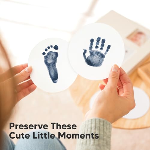 2pk Inkless Baby Hand and Footprint Kit Mess Free Ink Pad (Navy, Round) | Round Size, Newborn Keepsake, Dog Nose, Paw Print Kit, Clean Touch Ink Pads, Baby Handprints Footprints Kit, New Mom Gifts - color: Navy, size: 2-Pack, Round 3.4" x 3.4"