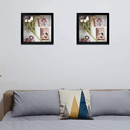 Muzilife 11x11 Shadow Box Wood Picture Frame, 2.16 Deep, Real Glass, Black - color: Black, size: 11x11