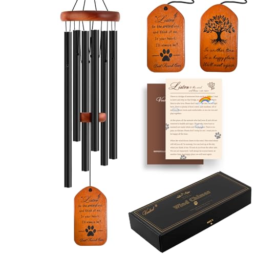VENBEEL Dog Memorial Gifts, 28" Black Tombstone Dog Sympathy Wind Chime, Pet Memorial Pet Loss Remembrance Passing Away Gift - color: D-tombstone-black