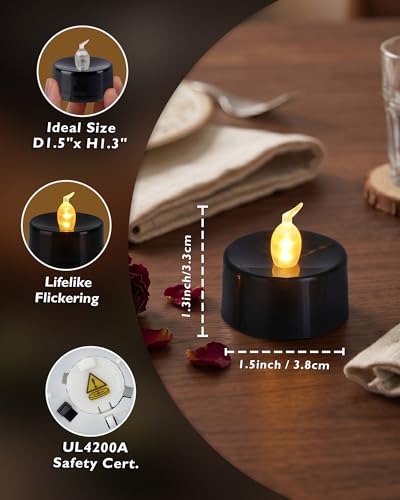 Homemory 24-Pack Black Flameless Battery Tealight Candles, 200+ Hours - color: Black, size: Pack of 24