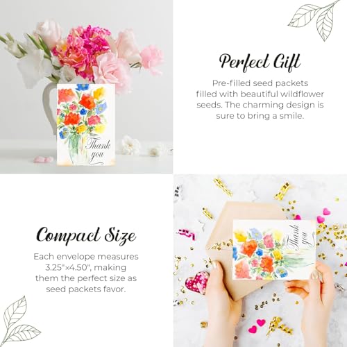 25 Wildflower Seed Packets - Thank You Gifts for Guests - Engagement Party Decorations - Wild Flower Seeds Throw and Grow Perennial Annual Mix to Attract Pollinators Bees Birds & Butterflies Non-GMO
