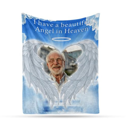 Arovene Ship Next Day, Custom Memorial Blanket with Photo - Printed in USA, A Hug from Heaven Blanket, Personalized Sympathy Gifts for Loss of Loved One Dad Mom Husband Wife Friend Dog Memorial Gifts - color: Style 01