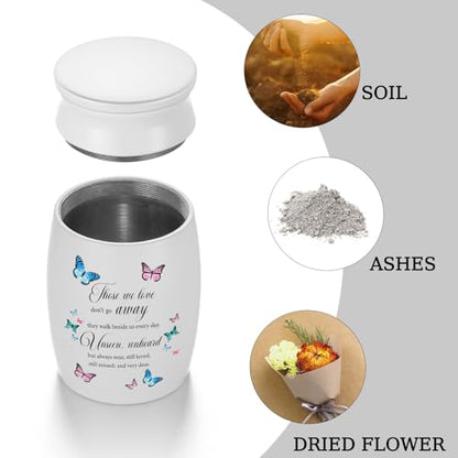 Small Urns for Human Ashes 3 Inches Mini Urn Aluminium Memorial Small Keepsake Urn Butterfly Mini Cremation Funeral Urn Ashes Holder