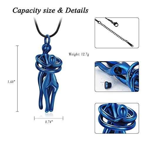 Cremation Jewelry with Angel Lady Stainless Steel Urn Necklace Pendant Memorial Ashes Keepsake for Women Girls, Filling Kit Included - color: Couple-Blue