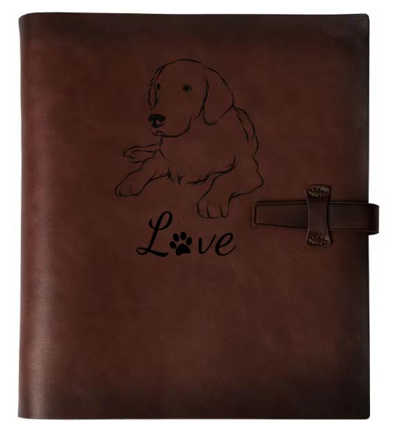 Photo Album 4x6 200 Photos, Genuine Leather Photo Albums with Writing Space with 30 Writing Paper, Travel Family Wedding Kids Graduation Baby Picture Album Scrapbook Photo Album (Dog) Labrador Gifts - color: Dog