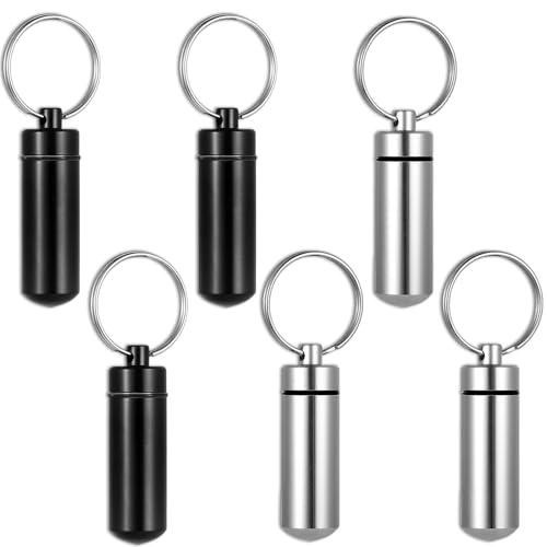 6 PCS Cremation Jewelry for Ashes - Memorial Cylinder Vial Urn Necklaces & Keychains, Keepsake Jewelry for Loved Ones’ Ashes, Hair, or Mementos, Waterproof and Durable Design