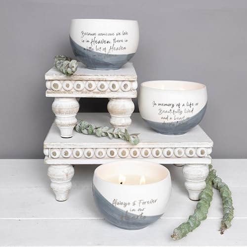 Pavilion Gift Company - Someone We Love is in Heaven, There is A Little Bit of Heaven in Our Home - 15oz Soy Wax Candle in Ceramic Vessel in Memory Loss of Loved One Remembrance Bereavement Gift