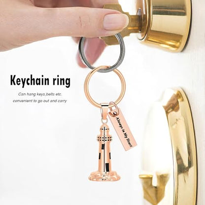 Oinsi Urn Necklace for Ashes Men's Cremation Jewelry Lighthouse Memorial Urn Necklace For Loves One Ashes Holder with Filling Kits - color: Rose Gold (Keychain)