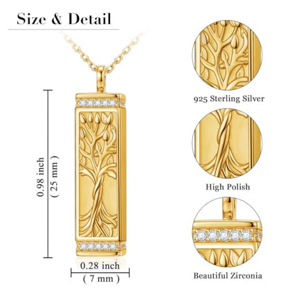 S925 Sterling Silver Urn Ashes Keepsake Cremation Memorial Necklace Jewelry - style: Tree of Life Bar