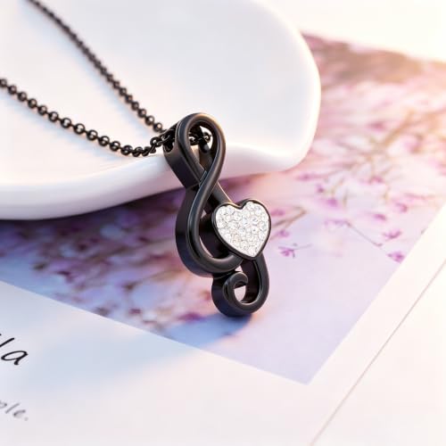Music Note Urn Ashes Pendant Rhinestones Memorial Keepsake Jewelry Ash Keepsake Holder Memorial Jewelry for Women - color: Customize