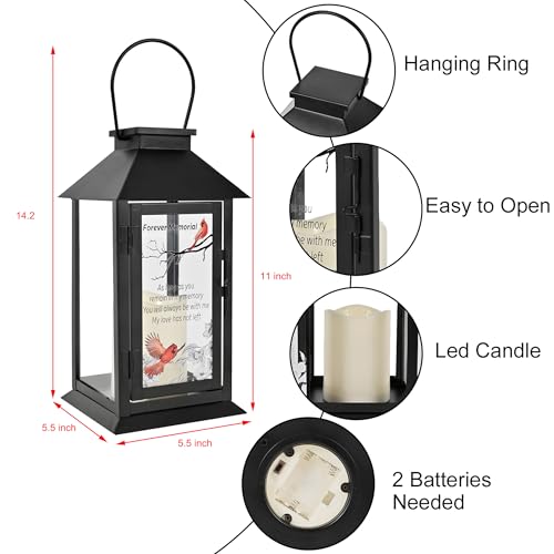 Memorial Lantern Bereavement Gifts Sympathy Gifts Forever Memorial Personalized LED Candle Lantern, Black - color: Black