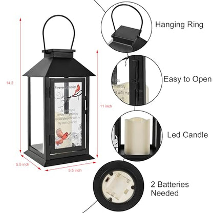 Memorial Lantern Bereavement Gifts Sympathy Gifts Forever Memorial Personalized LED Candle Lantern, Black - color: Black
