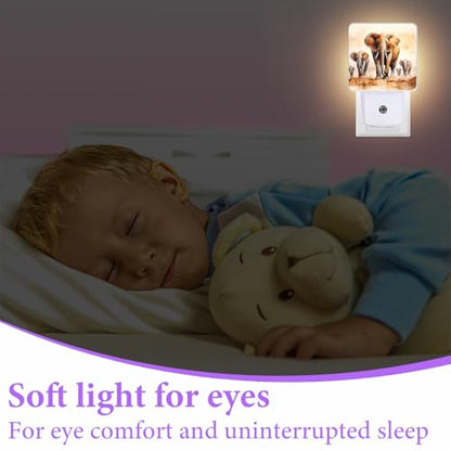 African Elephant Night Light,Plug-in Night Lights with Dusk-to-Dawn Sensor for Bedroom,Bathroom and Living Room Sleep Friendly lamp 0.5w - color: African Elephant
