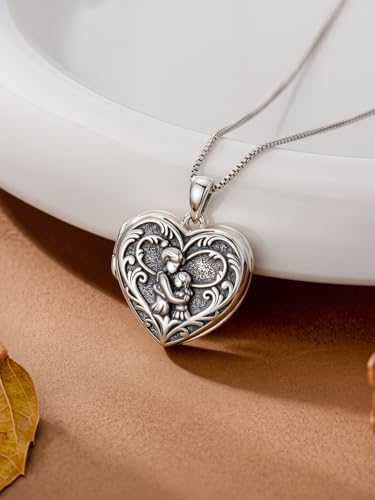 Poiuy Heart Locket Necklace for Women Photo Locket Necklace Gifts For Women | That Holds Pictures Locket Jewelry Anniversary Birthday Christmas Memento Gifts for Mom Daughter Women Girlfriend Sister - style: 01-mother family