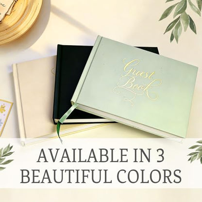 Wedding Guest Book with Exclusive Font Design, Elegant Hardcover Polaroid-Style Sign-In Book for Wedding Receptions, Baby Showers, Birthdays, Bridal Showers, Special Events, Lined Blank Pages, 9" x 7" - color: Darkgreen, style: Elegant Script - Lined