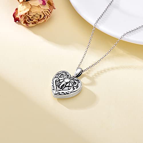 SOULMEET Personalized Silver Locket Necklace That Holds Pictures Photo Keep Someone Near to You, Memorial Custom Lockets Necklaces Letters Engraving for His Her - color: P-Elephant-Black, style: Locket+Custom Photo