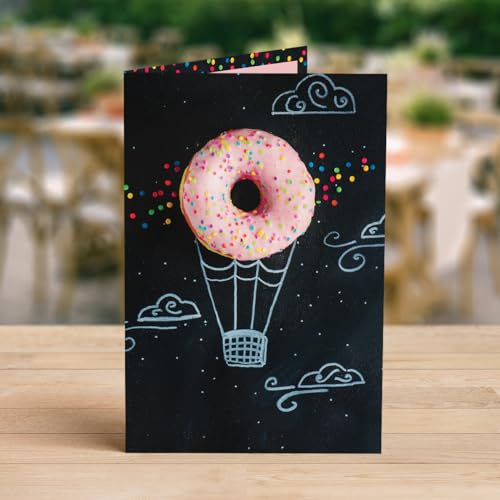 Designer Greetings For Your Words, Blank Cards 6 Pack - color: Donut Hot Air Balloon