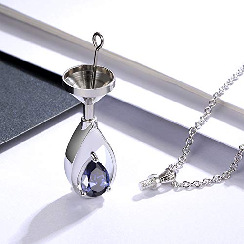 Sariel 925 Sterling Silver Teardrop Cremation Necklace for Ashes - color: Tanzanite