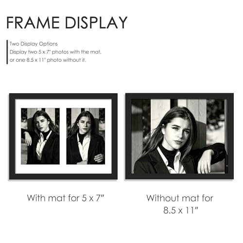 DUENPY 4 Pack 8.5x11 Collage Frame For 2 5x7 Photos Black - color: Black, size: 8.5x11（5x7 opening）-4 Pack