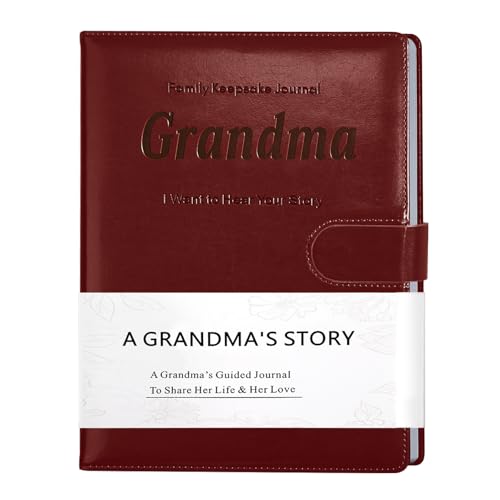 Artmag Grandma's Life Story Journal with 250+ Prompt Questions, Family Keepsake Book Leather Cover for Grandma to Share Her Memories for Birthday Mother's Day Christmas (Red) - style: Grandma's Life Story Journal （Red）