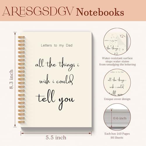 Grief Journal for Loss of Father, Memorial Gifts Notebooks for Note Taking, Loss of Father Sympathy Gift, Letters to My Dad Spiral Notebook 5.5x8.3 Inch - color: To Dad White