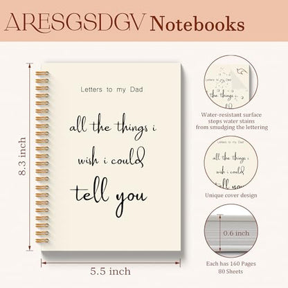 Grief Journal for Loss of Father, Memorial Gifts Notebooks for Note Taking, Loss of Father Sympathy Gift, Letters to My Dad Spiral Notebook 5.5x8.3 Inch - color: To Dad White