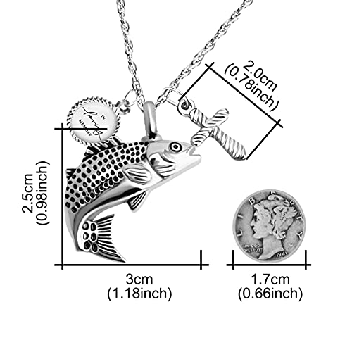 Dletay Fish Cremation Jewelry for Ashes Memorial Ashes Keepsake Necklace Urn Necklace Pendant - color: Silver-cross