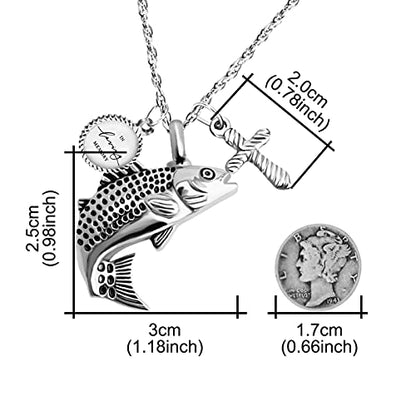Dletay Fish Cremation Jewelry for Ashes Memorial Ashes Keepsake Necklace Urn Necklace Pendant - color: Silver-cross