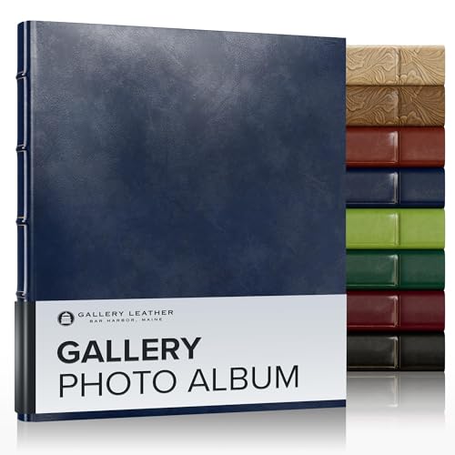 Gallery Leather Photo Album 4x6 Pictures with Slip-In Pockets & Writing | Space – Holds up to 120 Photos, Ring Bound, Made in USA – Acadia Navy - 11.75" x 10.5" - color: Acadia Navy, size: 11.75" x 10.5"