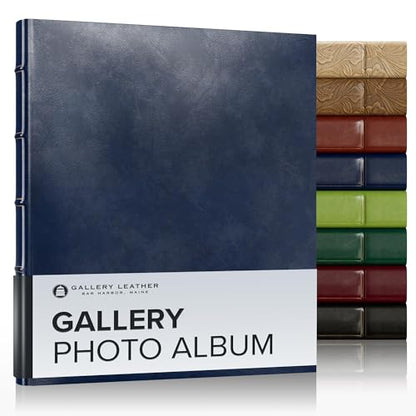 Gallery Leather Photo Album 4x6 Pictures with Slip-In Pockets & Writing | Space – Holds up to 120 Photos, Ring Bound, Made in USA – Acadia Navy - 11.75" x 10.5" - color: Acadia Navy, size: 11.75" x 10.5"