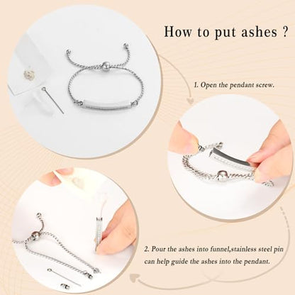 Minicremation Shiny Crystal Cremation Bracelet for Ashes for Women Cube Urn Bangle Locket Ash Holder Memorial Jewelry Bracelet Keepsake Gift - color: Silver