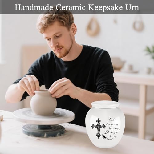 Dletay Small Urns for Human Ashes Keepsake Cross Mini Cremation Urn for Ashes Memorials Decorative Caskets for Female Male