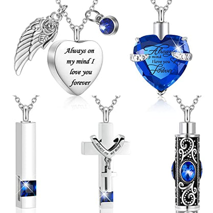 Fumete 5 Pcs Urn Necklaces for Ashes Cremation Keepsake - color: Dark Blue