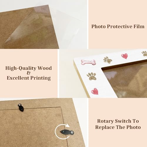 Dog Picture Frame Paw Print Frame Memorial Gifts for Dog Mom Loss of Pet Sympathy Gifts Desk Decor Photo Frame 4x6 Horizontal -small25 - style: White-Dog