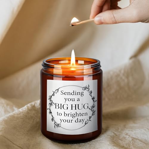 Sending You a Big Hug Candle - Get Well, Thinking of You, Aromatherapy Gifts for Stress Relief Relaxation -Gifts for Women Men Friends Son - Natural Soy Wax - Mahogany Teakwood Scented Candle - color: Big hug