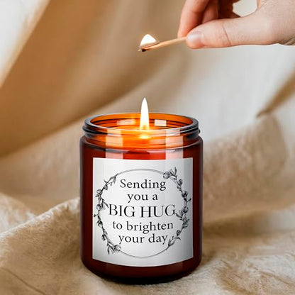 Sending You a Big Hug Candle - Get Well, Thinking of You, Aromatherapy Gifts for Stress Relief Relaxation -Gifts for Women Men Friends Son - Natural Soy Wax - Mahogany Teakwood Scented Candle - color: Big hug