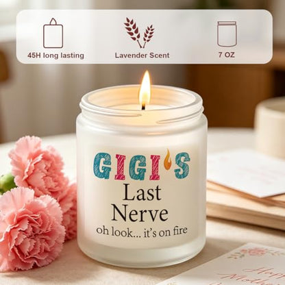 Gigi Gifts Novelty Lavender Scented Soy Candle Gift Funny Grandmother Mother's Day Birthday Gift for Gigi Grandma Gigi's Last Nerve Candle - color: Gigi