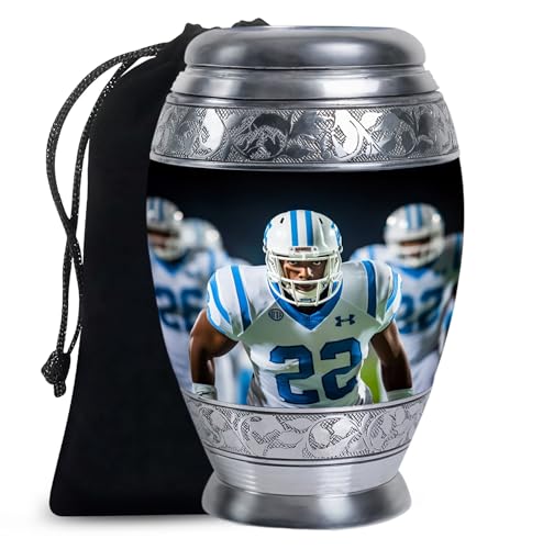 Football Player Urn for Ashes - Blue Sports Urns - Large Urns for Human Ashes Adult Man - Funeral Companion Urn for Adult Male 10 Inch | Blue Funeral Companion Urn for Adult Male, Cremation Urns 200 Cubic Inches