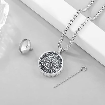 Aniu S925 Sterling Silver Urn Necklace Cremation Jewelry for Ashes - color: Compass - B